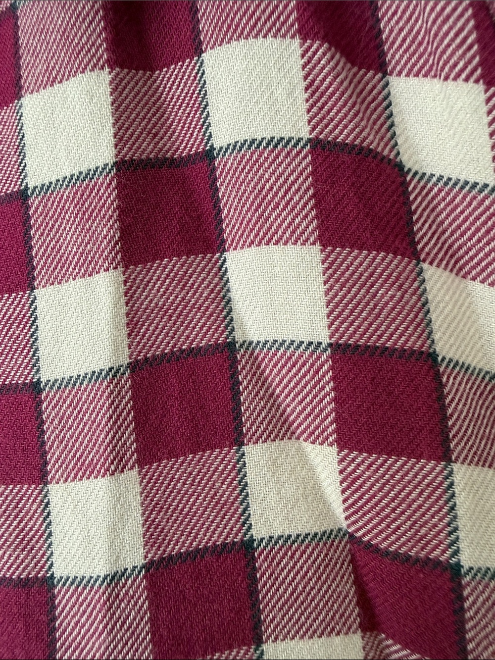 Hollister Women’s Soft Plaid Button-Up Shirt - Burgundy/White, Size XS - Picture 4 of 8